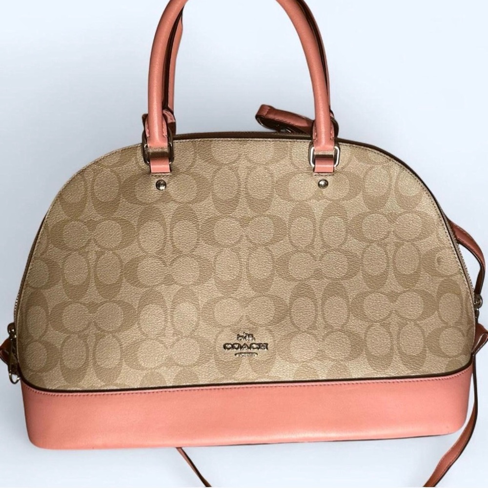Coach Tan and Pink Medium Satchel